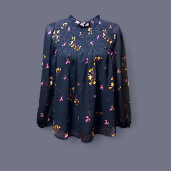 Madewell Georgette Ruffle-Collar Smocked Top in Falling Freesias - Picture 5 of 5